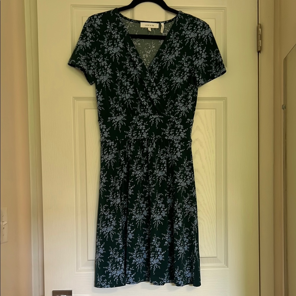 Lark & Ro Green Sheath Midi Dress V-Neck